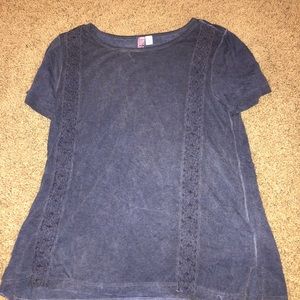 Distressed Lace Detail Top